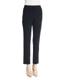 Slim-Leg Stretch-Wool Ankle Pants, Midnight