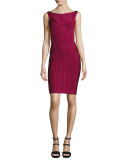 Classic Bandage Sleeveless Sheath Dress, Dark Maroon