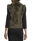 Rabbit Fur & Cable-Knit Vest