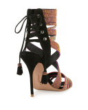 Adeline Crystal Lace-Up Sandal, Black/Pink
