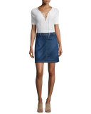 Crochet Lace-Up Top, Blanc