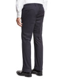 Stretch-Cotton Flat-Front Trousers, Navy
