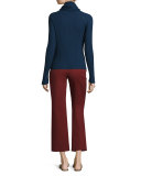 Inga Long-Sleeve Faux-Scarf Top, Marble Bright Blue