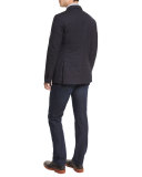 Cotton-Silk Five-Pocket Denim Jeans, Dark Indigo