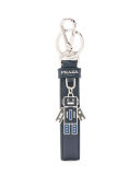 Saffiano Robot Charm Key Chain