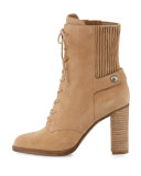 Carrigan Suede Lace-Up Bootie, Dark Khaki