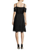 Helene Cold-Shoulder Silk Cocktail Dress
