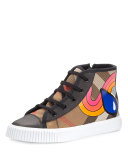 Warslow Rainbow Check High-Top Sneaker, Black, Youth