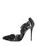 Alyssa Embroidered-Illusion Pump, Black