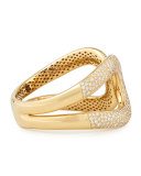 18k Yellow Gold Open Cuff with Pave Diamonds