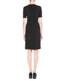Punto Knit Short-Sleeve Dress, Black