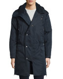Micro-Fleece Hooded Parka Jacket w/Fur Trim, Coastal
