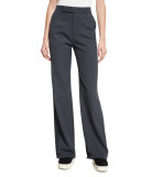 High-Waist Wide-Leg Pants, Dark Gray