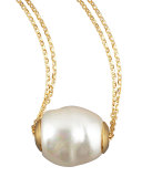 Gold Pearl Pendant Necklace, White