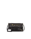 Giant 12 Envelope Clutch Bag with Strap, Black