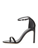 Nudistsong Patent Ankle-Strap Sandal, Black