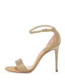 Crystal Ankle-Wrap 105mm Sandal, Gold