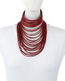 Leather Massai Collar Necklace, Red