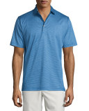 Fine-Stripe Lisle-Knit Polo Shirt, Blue