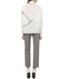 Cara Check-Print Ankle Pants, Black/Moonstone