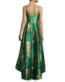 SLVLSS BTNCK FLRL BALL GOWN