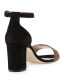 Lauratomod Suede Ankle-Wrap Sandal, Leopardino/Black