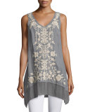 Aoko Sleeveless Embroidered Linen Tunic 
