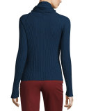Inga Long-Sleeve Faux-Scarf Top, Marble Bright Blue