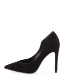 Abi Pointed-Toe Suede Pump, Black