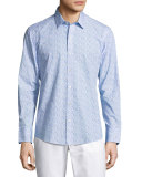 Munoz Paperclip-Print Sport Shirt, Blue