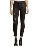 The Ankle Skinny with Distressing, Coated Fashion