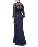 Strapless Lace Gown w/ Bolero, Navy