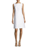 Jojo Sleeveless Fragmented Jacquard Dress, White