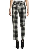 Aubree 2 Cropped Plaid Pants, Black/Silver