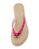 Fiona Studded Flat Thong Sandal, Fuchsia