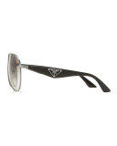 Double Bar Aviator Sunglasses, Gunmetal/Black