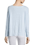 Long-Sleeve Linen Step-Hem Box Top 