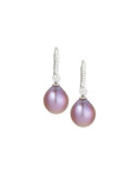 Pink Pearl & Pavé Diamond Drop Earrings