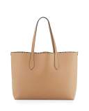 Lavenby Medium Reversible Check & Leather Tote Bag, Brown