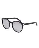 Round Mirrored Sunglasses, Black