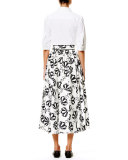 Café Umbrella Midi Skirt, Black/White