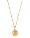 Round Glow Lentil Pendant Necklace with Diamonds
