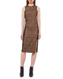 Lace-Front Sleeveless Sheath Dress, Black