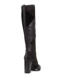 Claude Patchwork Knee Boot, Black/Multi