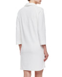 3/4-Sleeve Shirttail Pique Dress, Petite