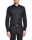 Palm-Print Jacquard Silk Evening Jacket, Black