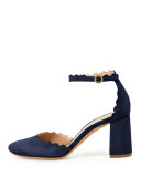 Lauren Scalloped D'Orsay Pump, Blue Lagoon