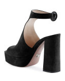 Suede Ankle-Wrap 115mm Sandal, Nero