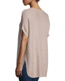 Horizontal-Ribbed Sequin Cashmere Top