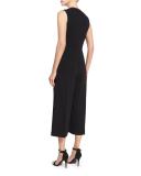 Sleeveless Cropped Wide-Leg Jumpsuit, Nero